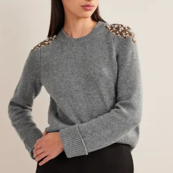 NEW BODEN Embellished Shoulder Gray Sweatshirt XL - Picture 11 of 11